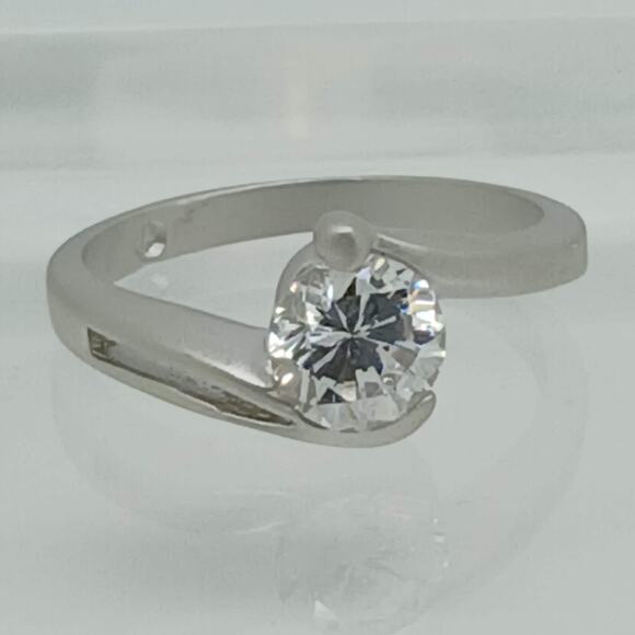 1.5CT Vintage White Gold EP Band Satin Brushed Finish Solitaire Ring Size 9 - Picture 7 of 8
